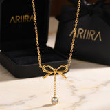 Gold Choprah Bowknot Tassel Necklace