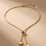 gold Wanita Y Drop Heart Necklace