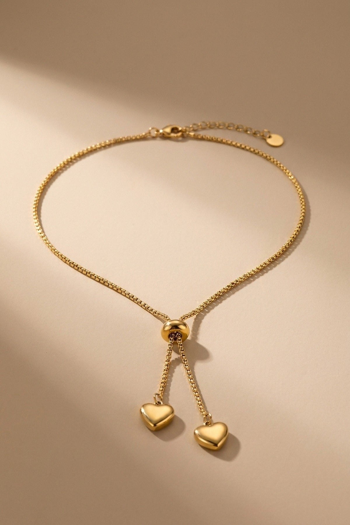 gold Wanita Y Drop Heart Necklace