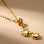 gold Wanita Y Drop Heart Necklace