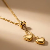 gold Wanita Y Drop Heart Necklace