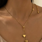 gold Wanita Y Drop Heart Necklace