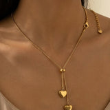 gold Wanita Y Drop Heart Necklace
