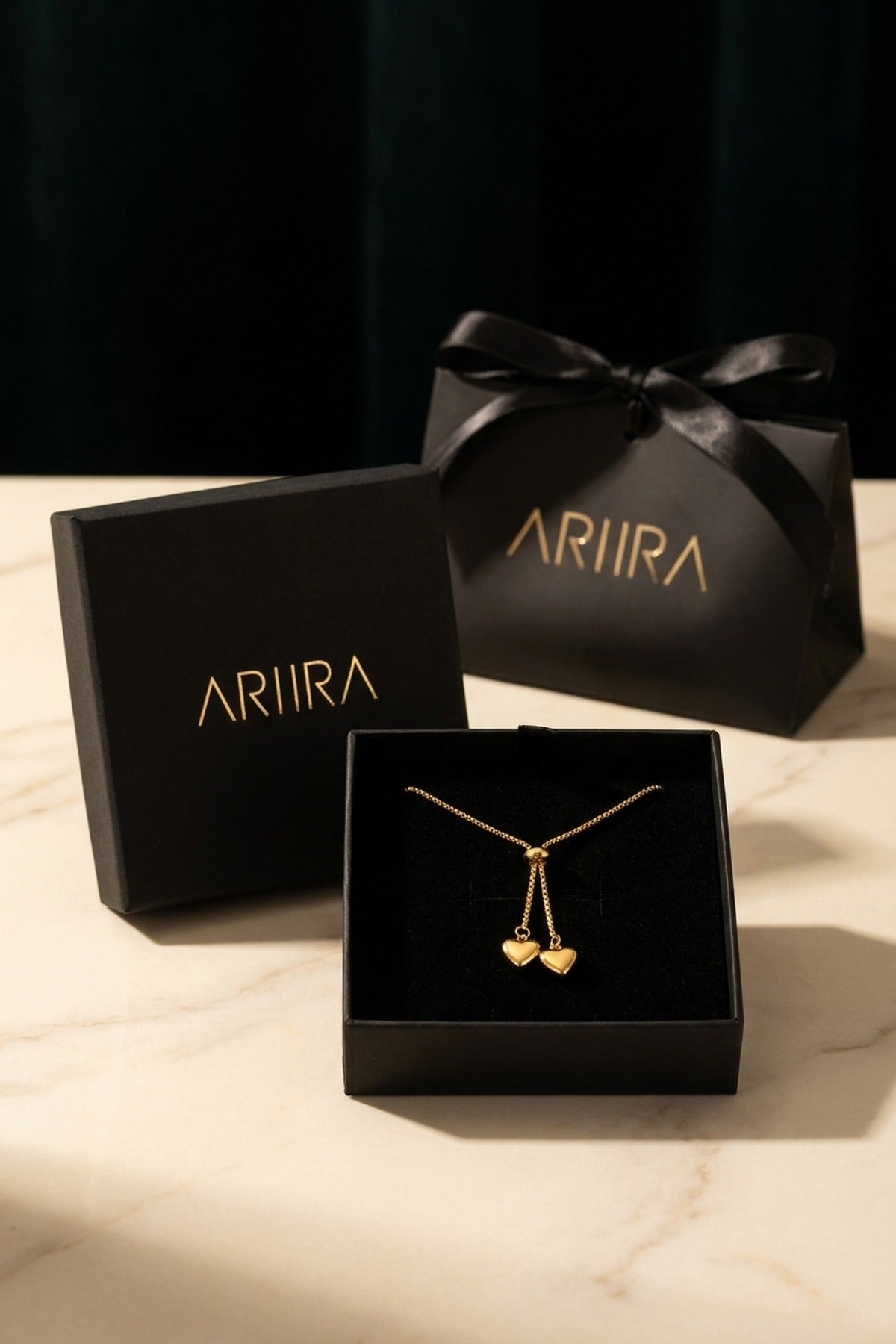 gold Wanita Y Drop Heart Necklace
