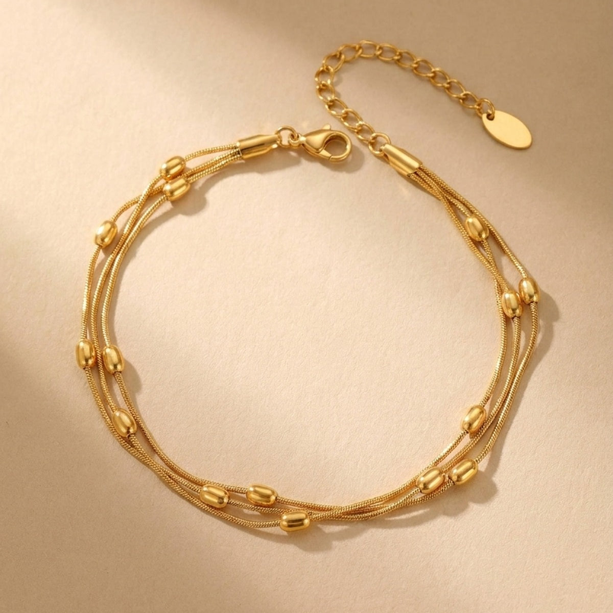 gold Laila Triple Layer Beads Anklet