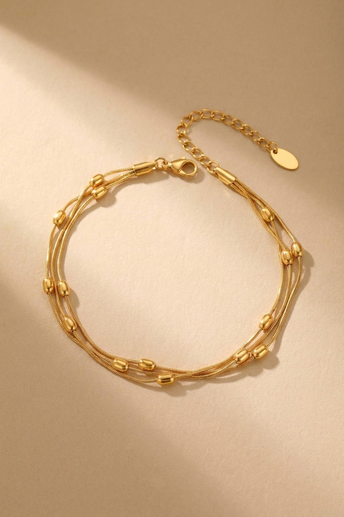 gold Laila Triple Layer Beads Anklet