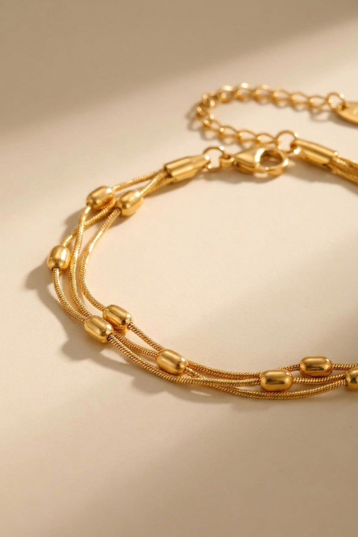gold Laila Triple Layer Beads Anklet