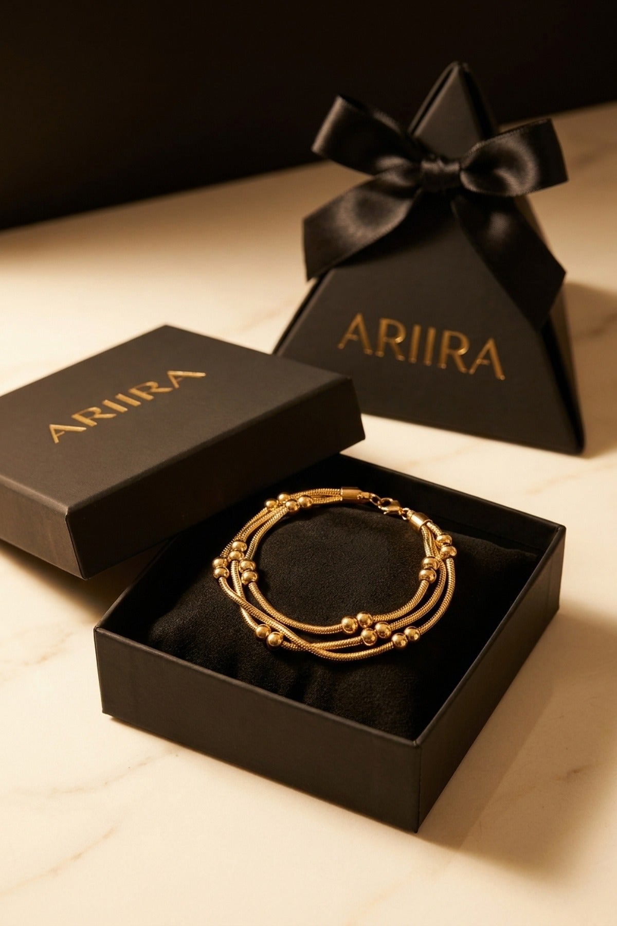 gold Laila Triple Layer Beads Anklet