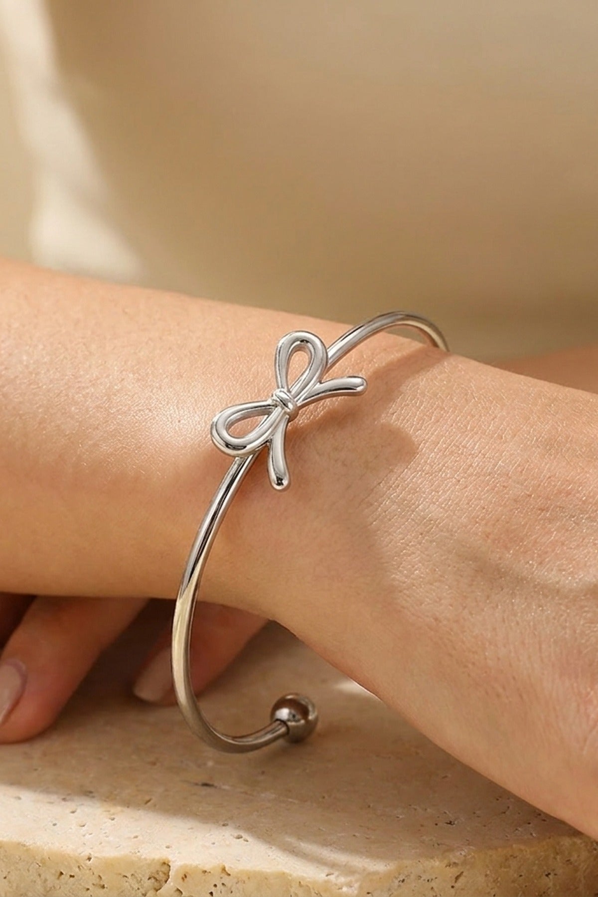 Silver Javia Luxe Bow Adjustable Bracelet