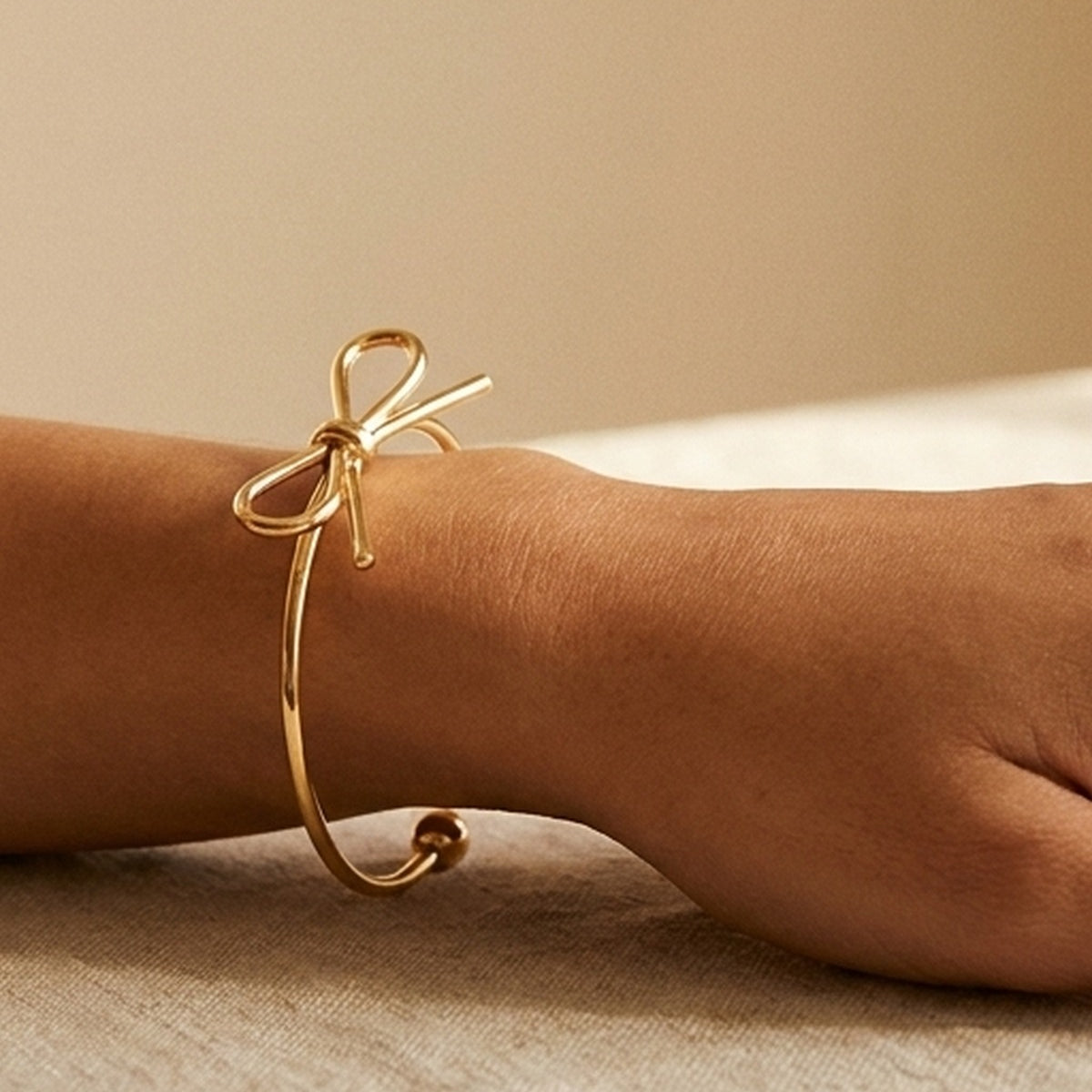 Gold Javia Luxe Bow Adjustable Bracelet