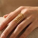 gold Kiia Retro Chunky Ring
