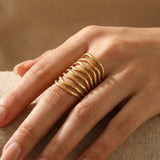 gold Kiia Retro Chunky Ring