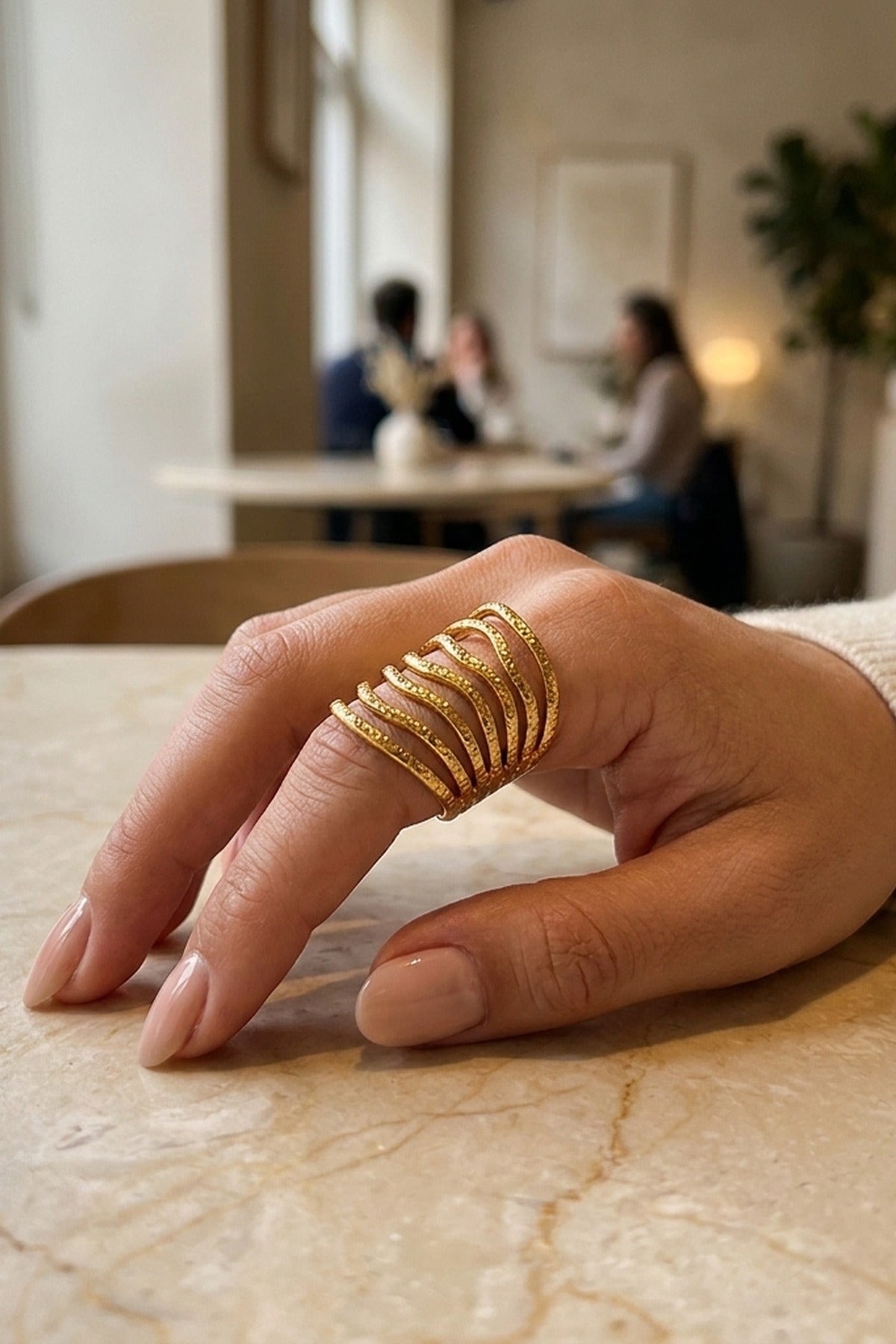gold Kiia Retro Chunky Ring