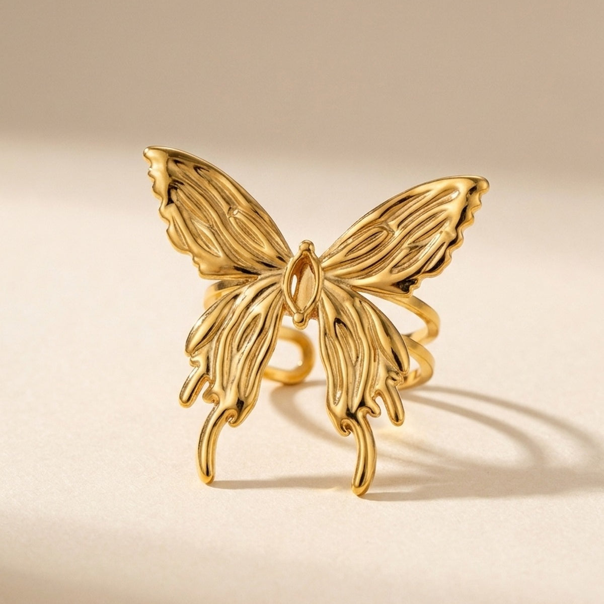 Gold Peran Butterfly Statement Ring