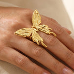 Gold Peran Butterfly Statement Ring