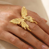 Gold Peran Butterfly Statement Ring