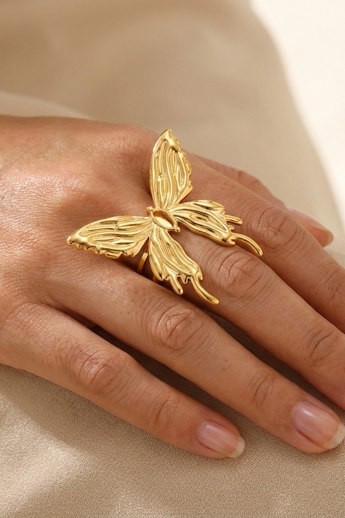 Gold Peran Butterfly Statement Ring