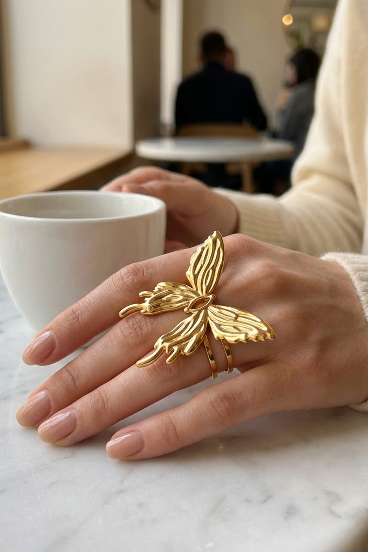 Gold Peran Butterfly Statement Ring