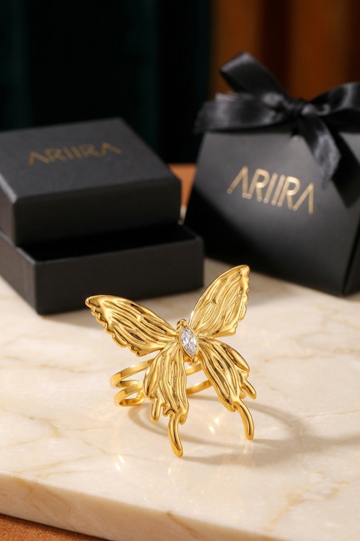 Gold Peran Butterfly Statement Ring