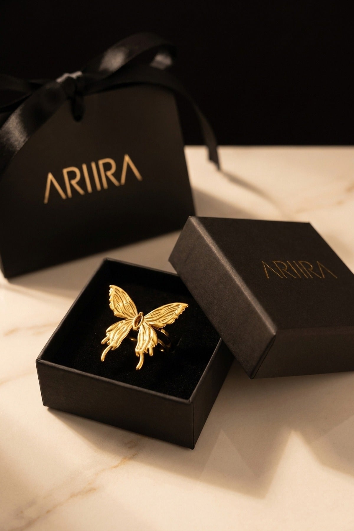 Gold Peran Butterfly Statement Ring