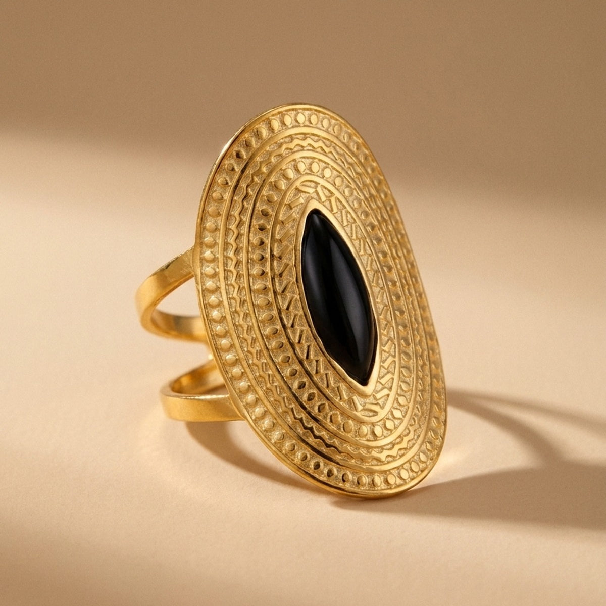 Gold Emaar Oval Open Ring