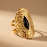 Gold Emaar Oval Open Ring