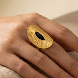 Gold Emaar Oval Open Ring