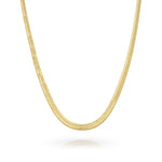 Ayla Herringbone Chain Necklace in Gold, featuring a sleek, flat design, ideal for everyday elegance.