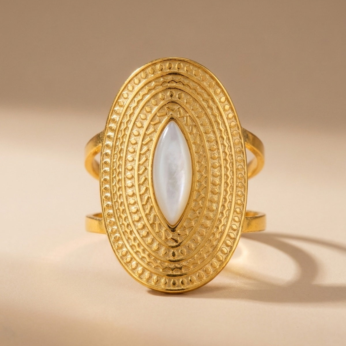 White Emaar Oval Open Ring