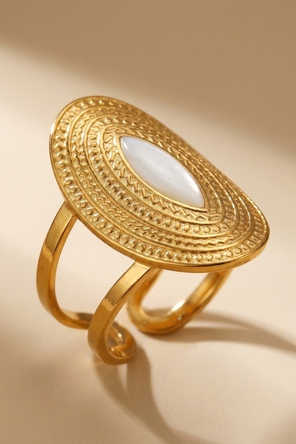 White Emaar Oval Open Ring