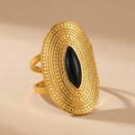 Black Emaar Oval Open Ring