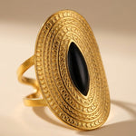 Black Emaar Oval Open Ring