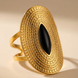 Black Emaar Oval Open Ring