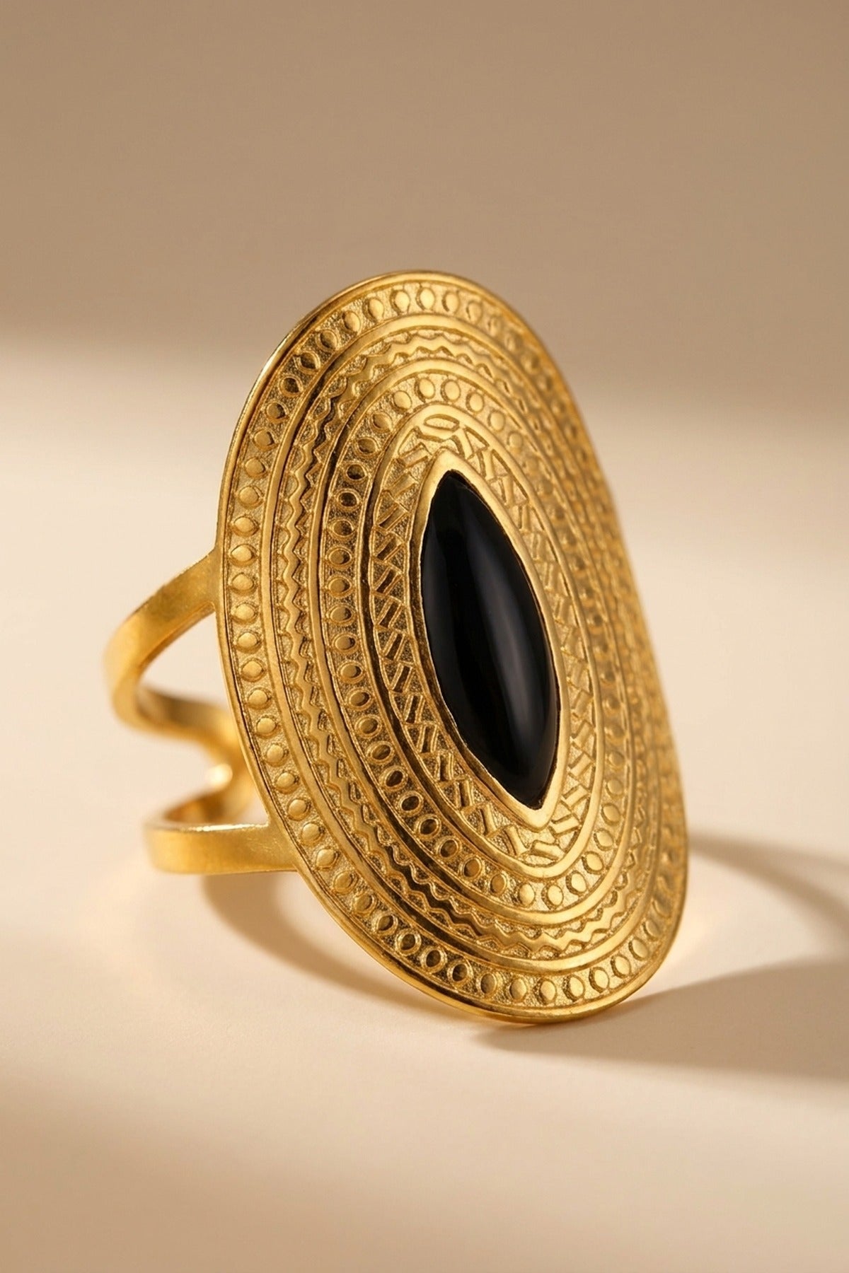 Black Emaar Oval Open Ring