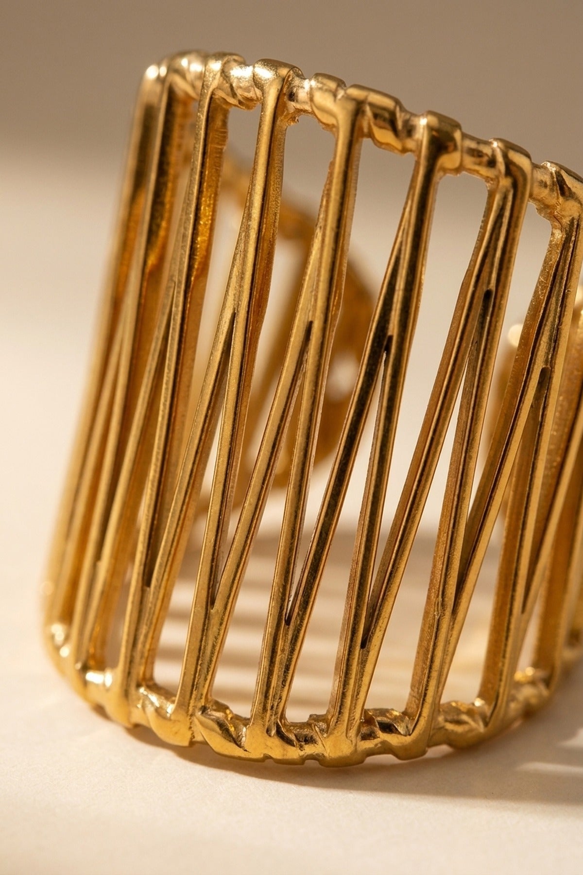 Gold Maureen Wide Openwork Cage Ring