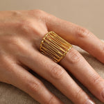 Gold Maureen Wide Openwork Cage Ring