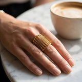 Gold Maureen Wide Openwork Cage Ring