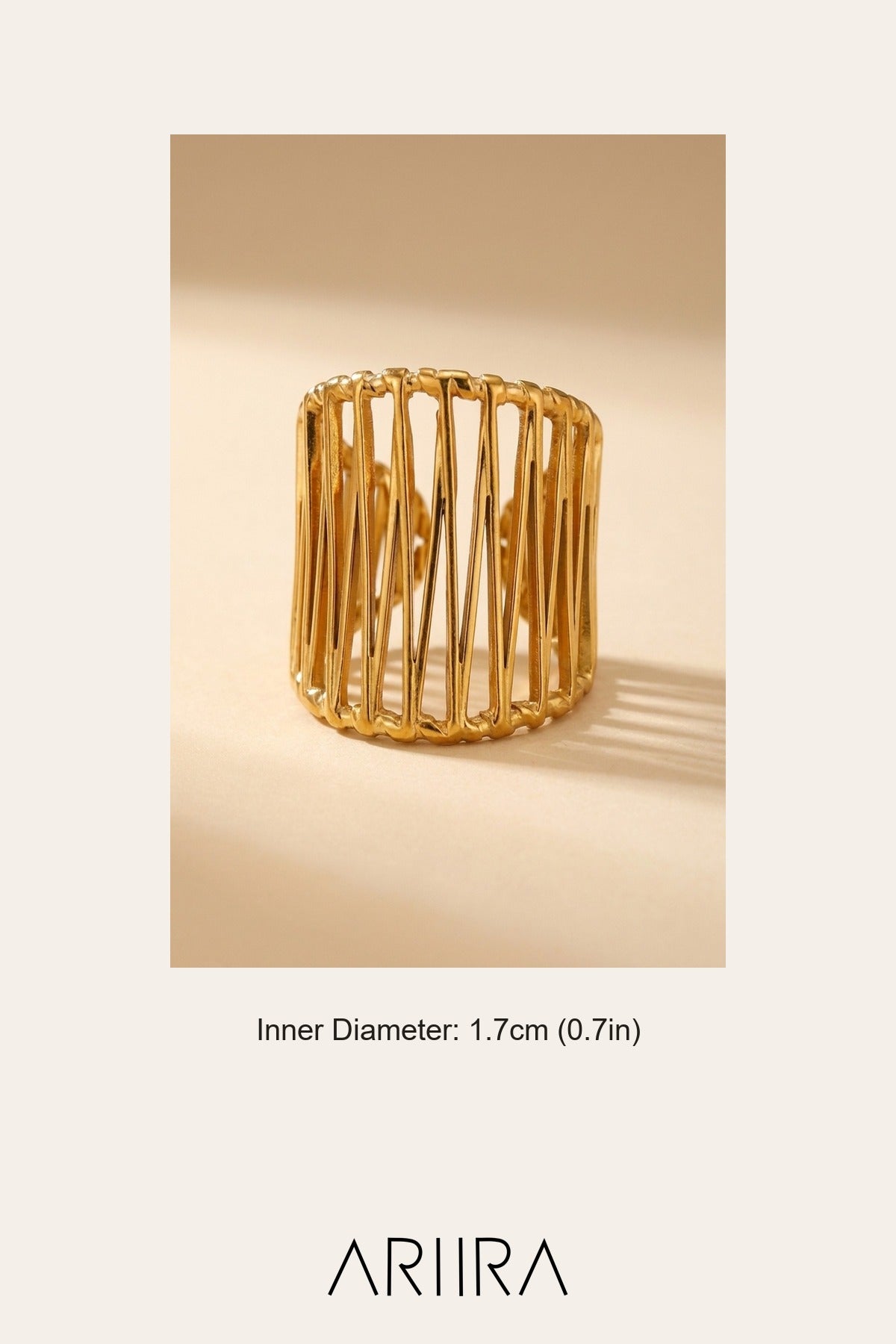 Gold Maureen Wide Openwork Cage Ring