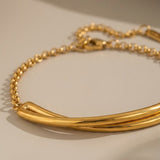 gold Philippa Gold Tone Curved Bar Chain