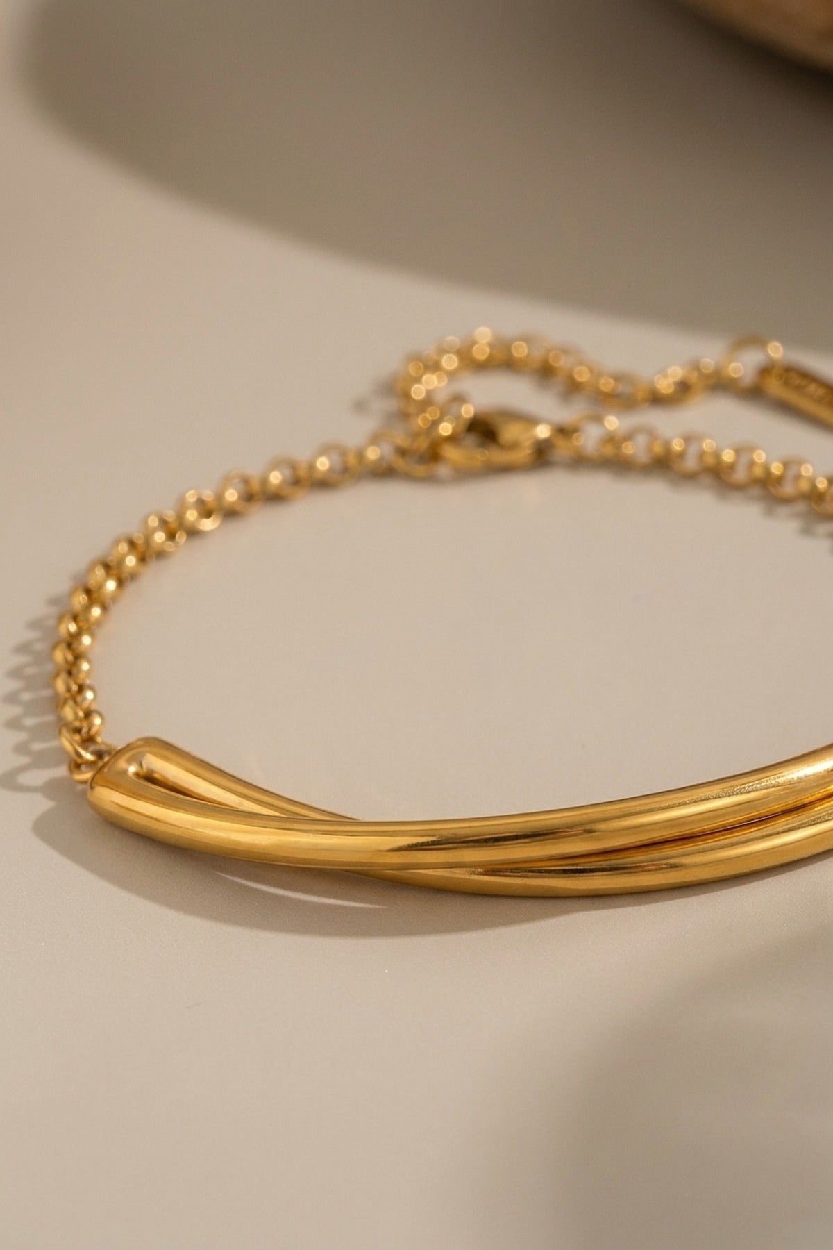 gold Philippa Gold Tone Curved Bar Chain
