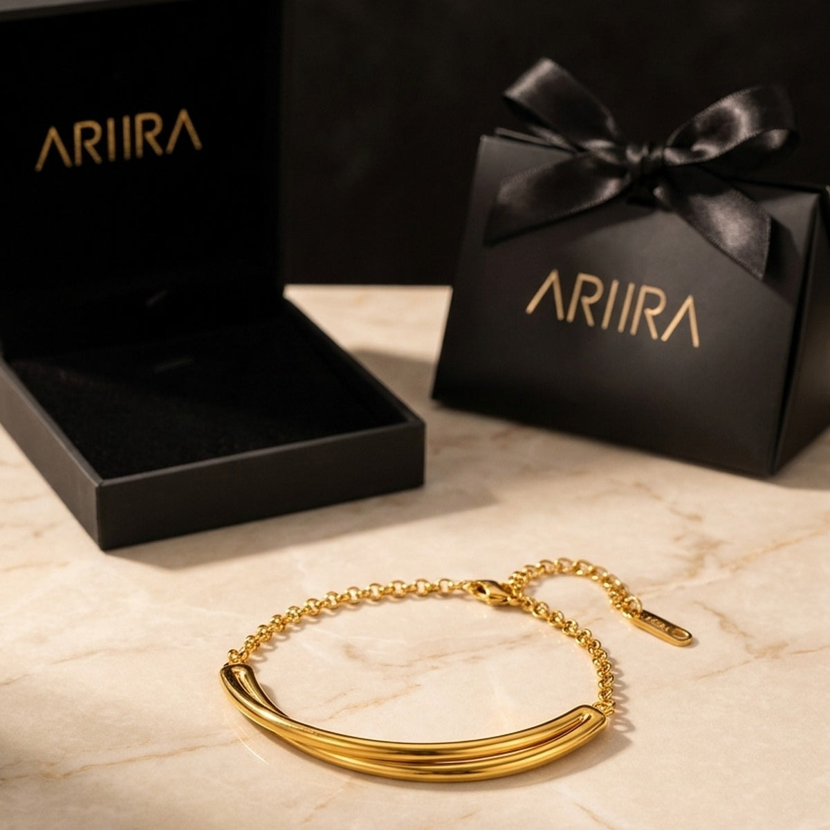 gold Philippa Gold Tone Curved Bar Chain