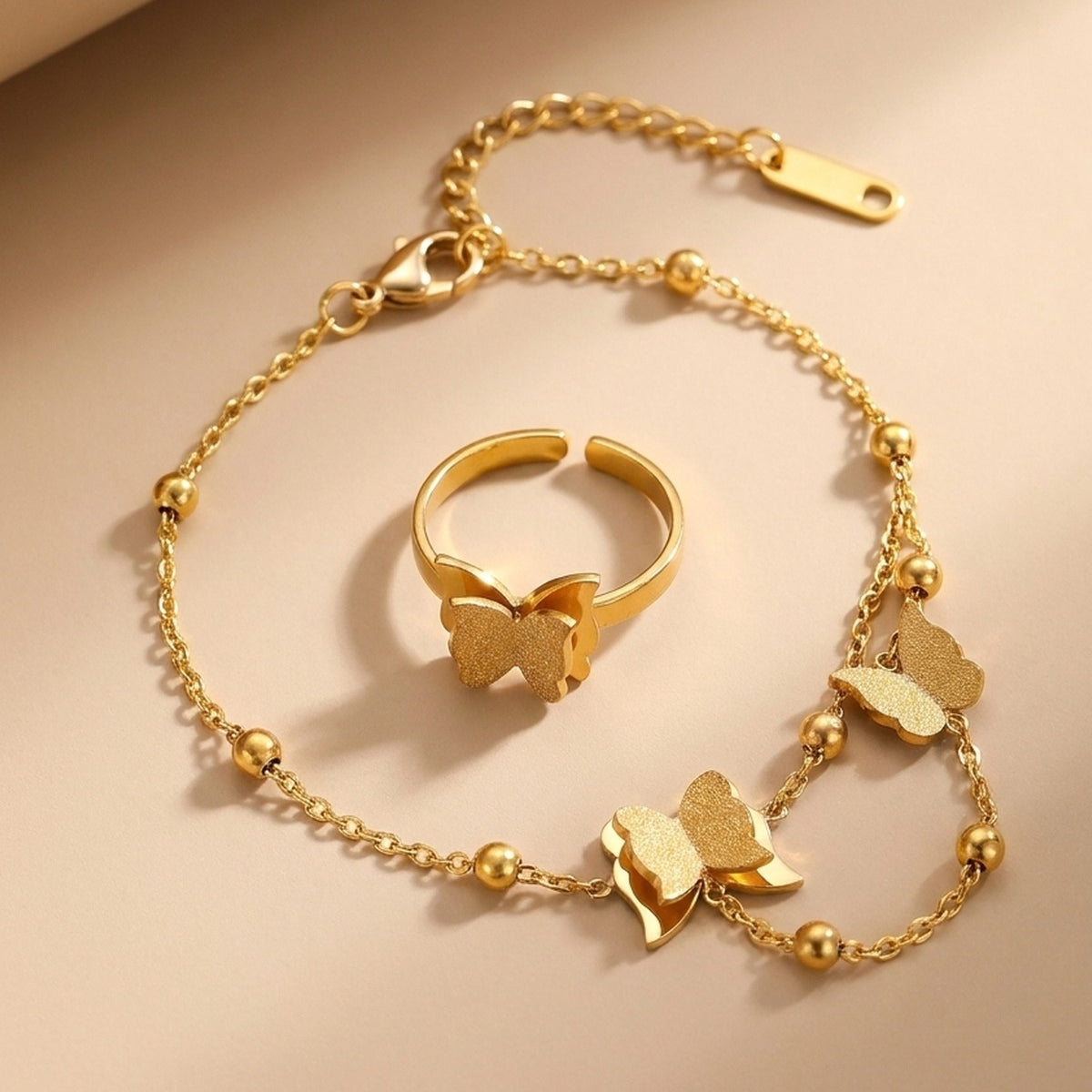 Gold Prudence Gold Tone Butterfly Hand Chain