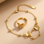 Gold Prudence Gold Tone Butterfly Hand Chain