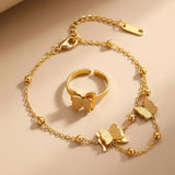 Gold Prudence Gold Tone Butterfly Hand Chain