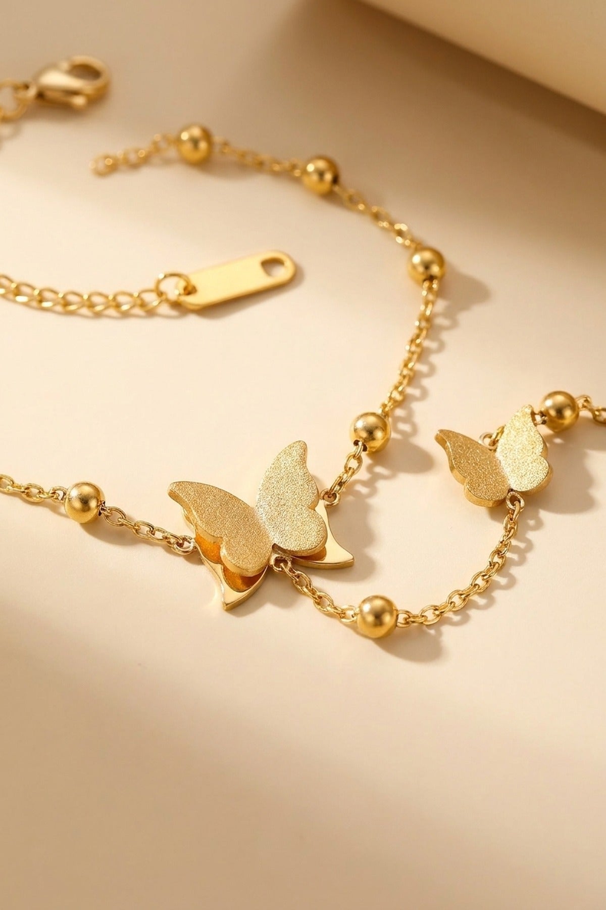 Gold Prudence Gold Tone Butterfly Hand Chain