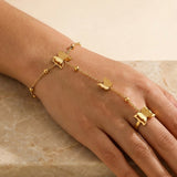 Gold Prudence Gold Tone Butterfly Hand Chain