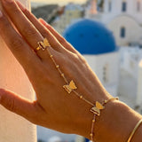 Gold Prudence Gold Tone Butterfly Hand Chain