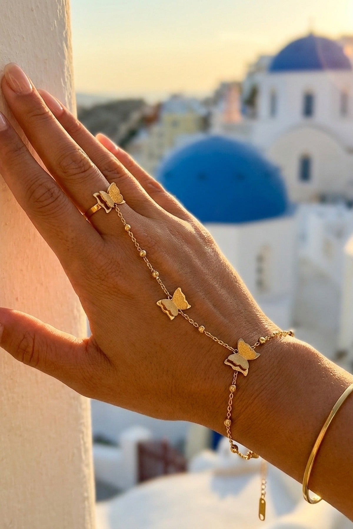Gold Prudence Gold Tone Butterfly Hand Chain