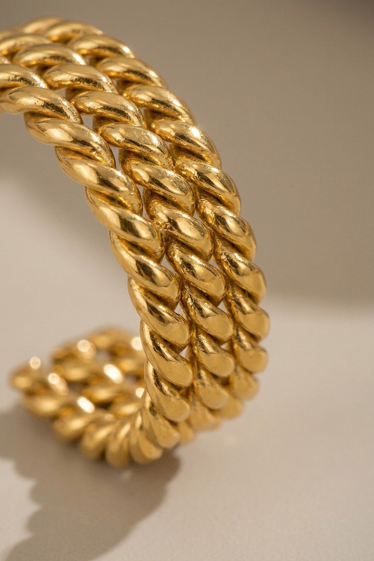 gold Rosemary Gold Tone Triple Row Twisted