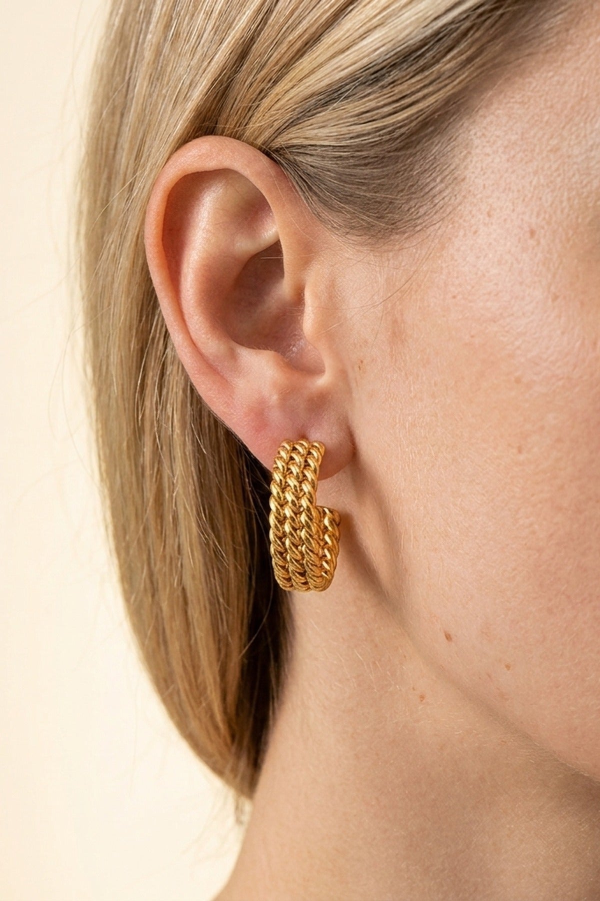 gold Rosemary Gold Tone Triple Row Twisted
